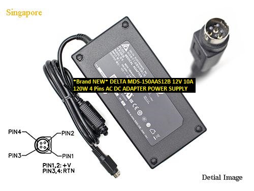 *Brand NEW* AC100-240V 50/60Hz 120W DELTA 12V 10A MDS-150AAS12B 4 Pins AC DC ADAPTER POWER SUPPLY - Click Image to Close